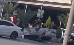 Direksiyon Hakimiyetini Kaybeden Sürücü Takla Attı