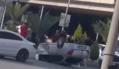 Direksiyon Hakimiyetini Kaybeden Sürücü Takla Attı