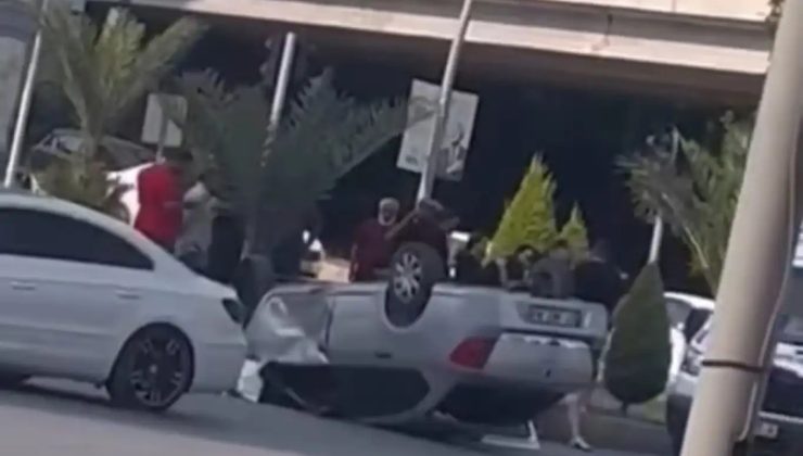 Direksiyon Hakimiyetini Kaybeden Sürücü Takla Attı